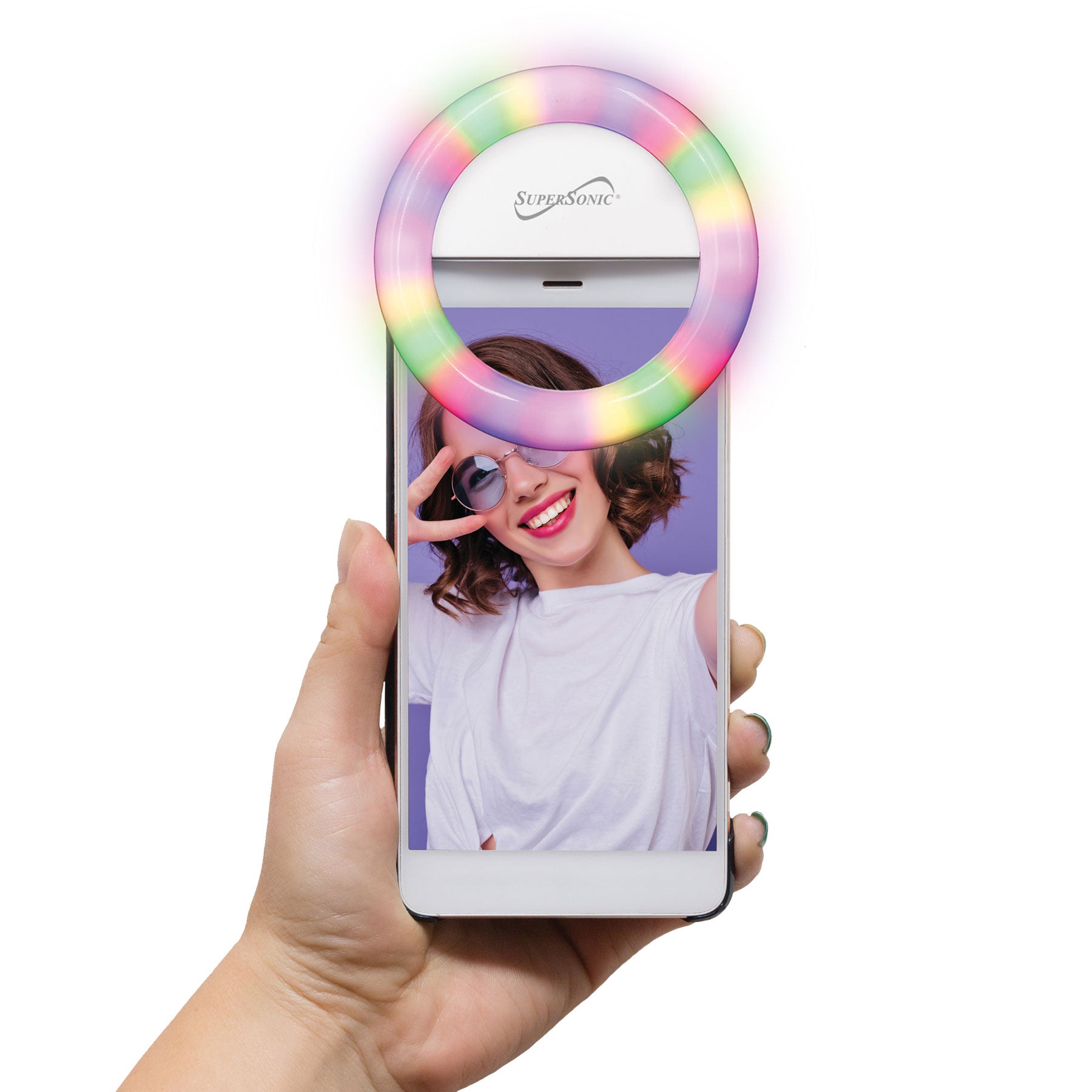 CLIP-ON 18 LED Selfie Ring Light with RGB – Supersonic Inc
