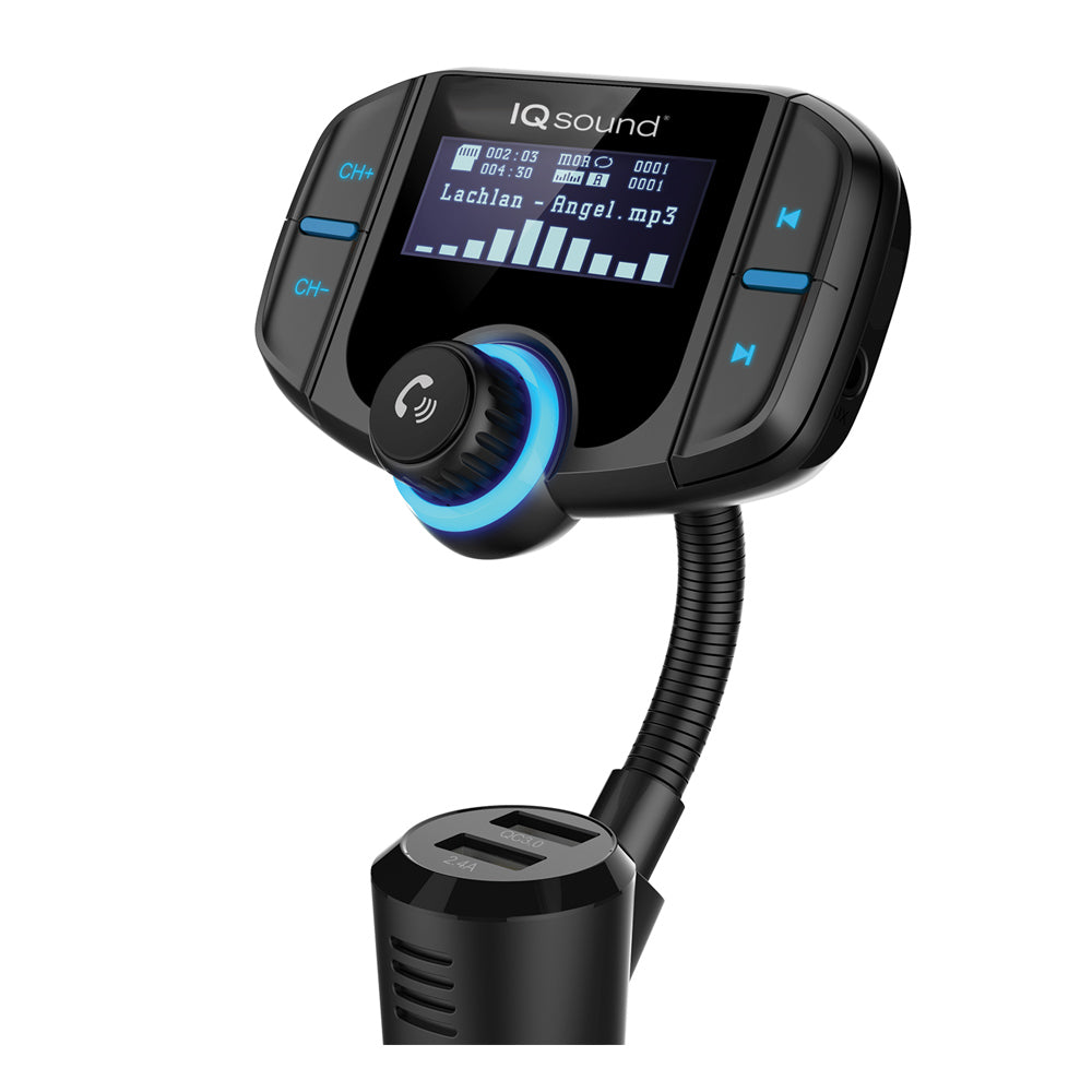 Bluetooth Wireless Handsfree Car Kit FM Transmitter QC 3.0